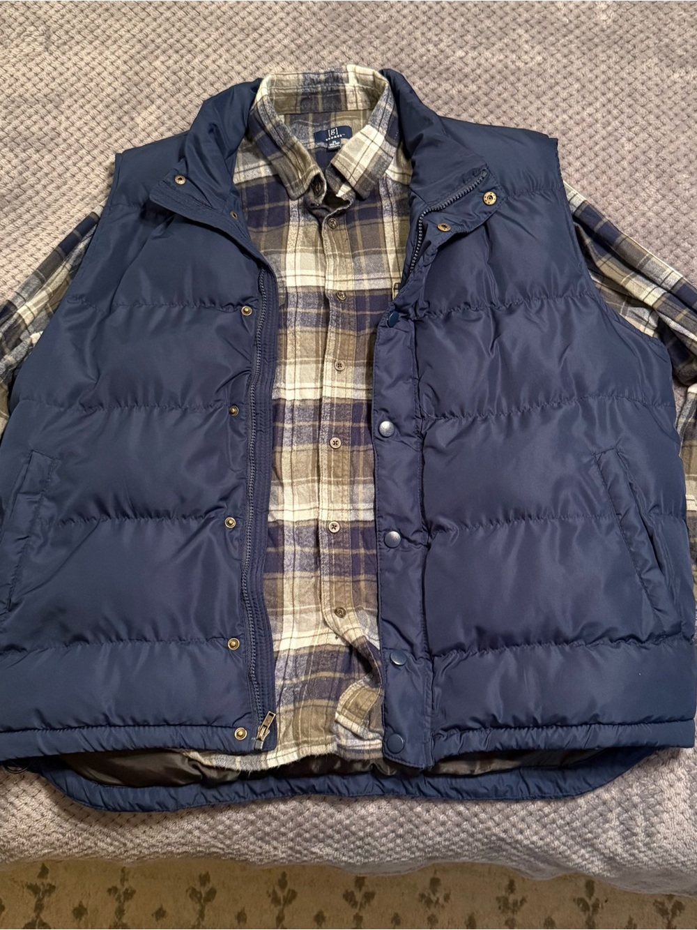 Vest and Shirt Combo, Puffer Flannel